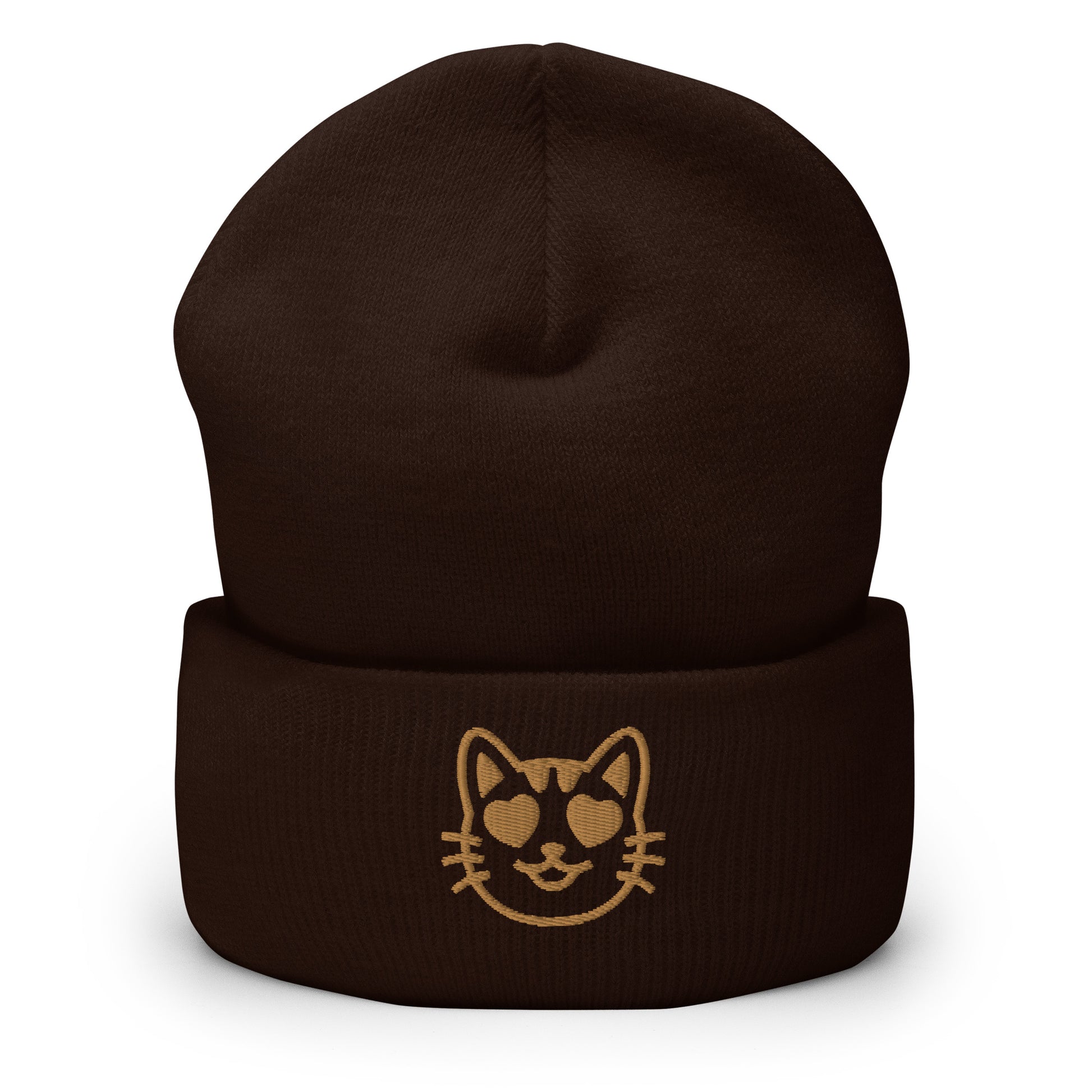 Cat Emoji Beanie Brown