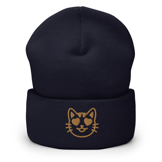 Cat Emoji Beanie Navy