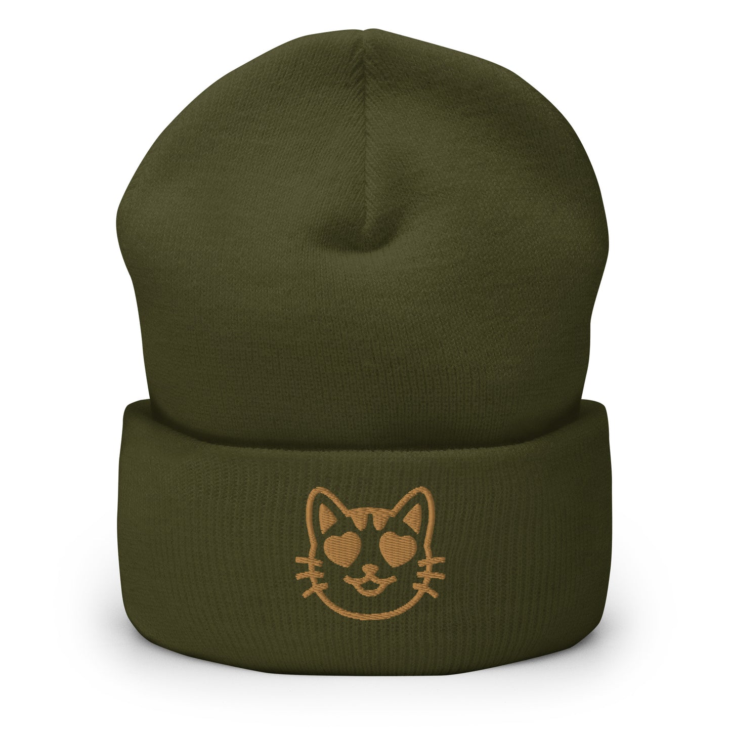 Cat Emoji Beanie Olive