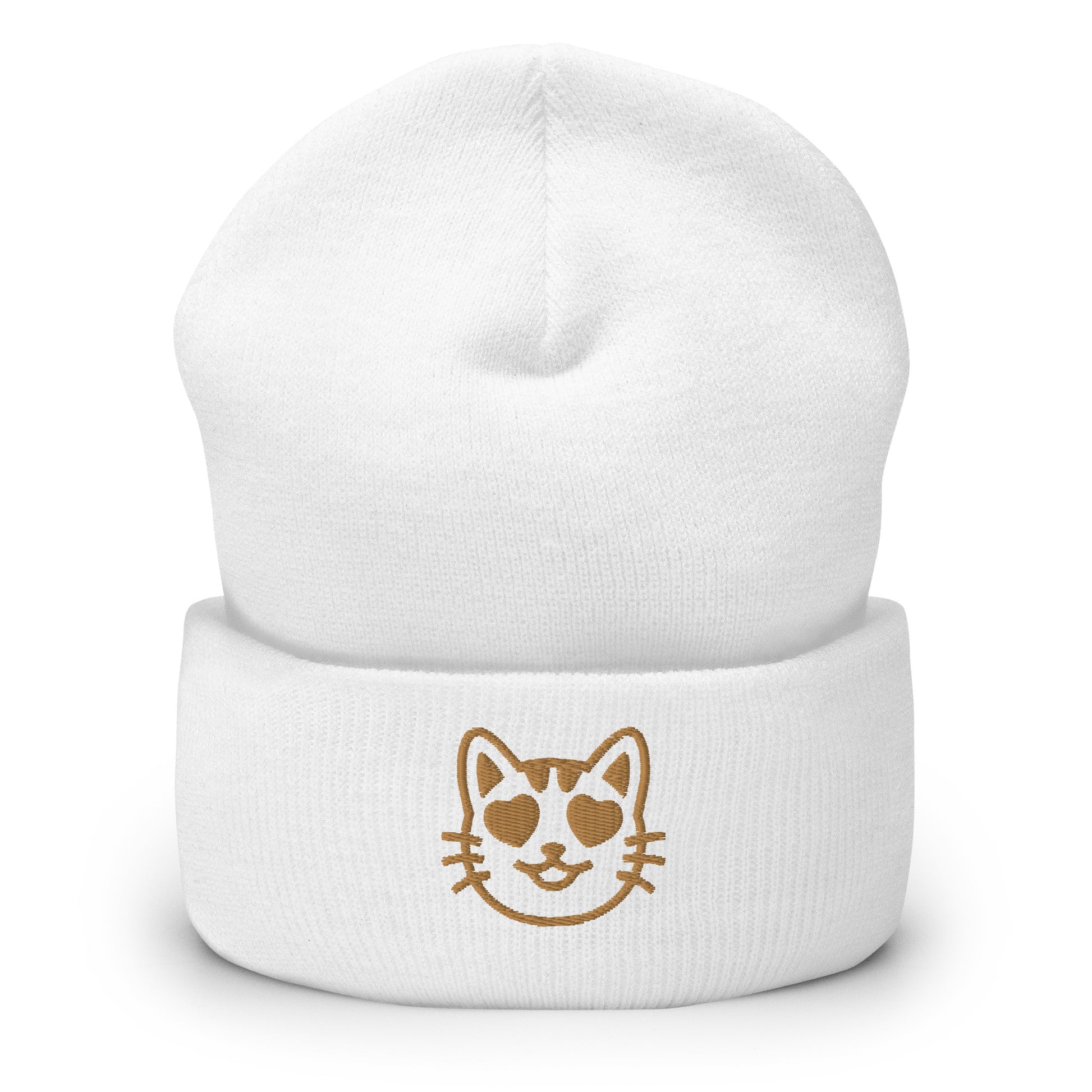 Cat Emoji Beanie White