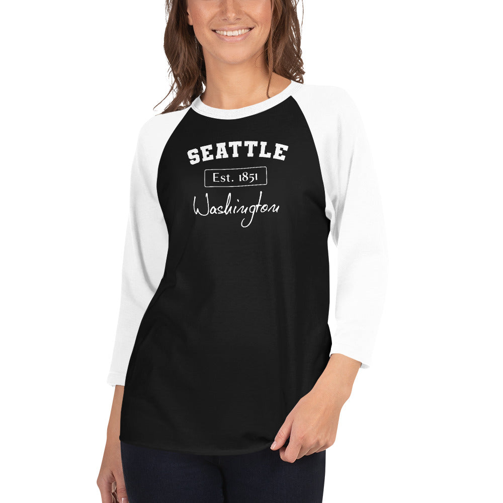 Seattle, Washington 3/4 Sleeve Women's Raglan Shirt