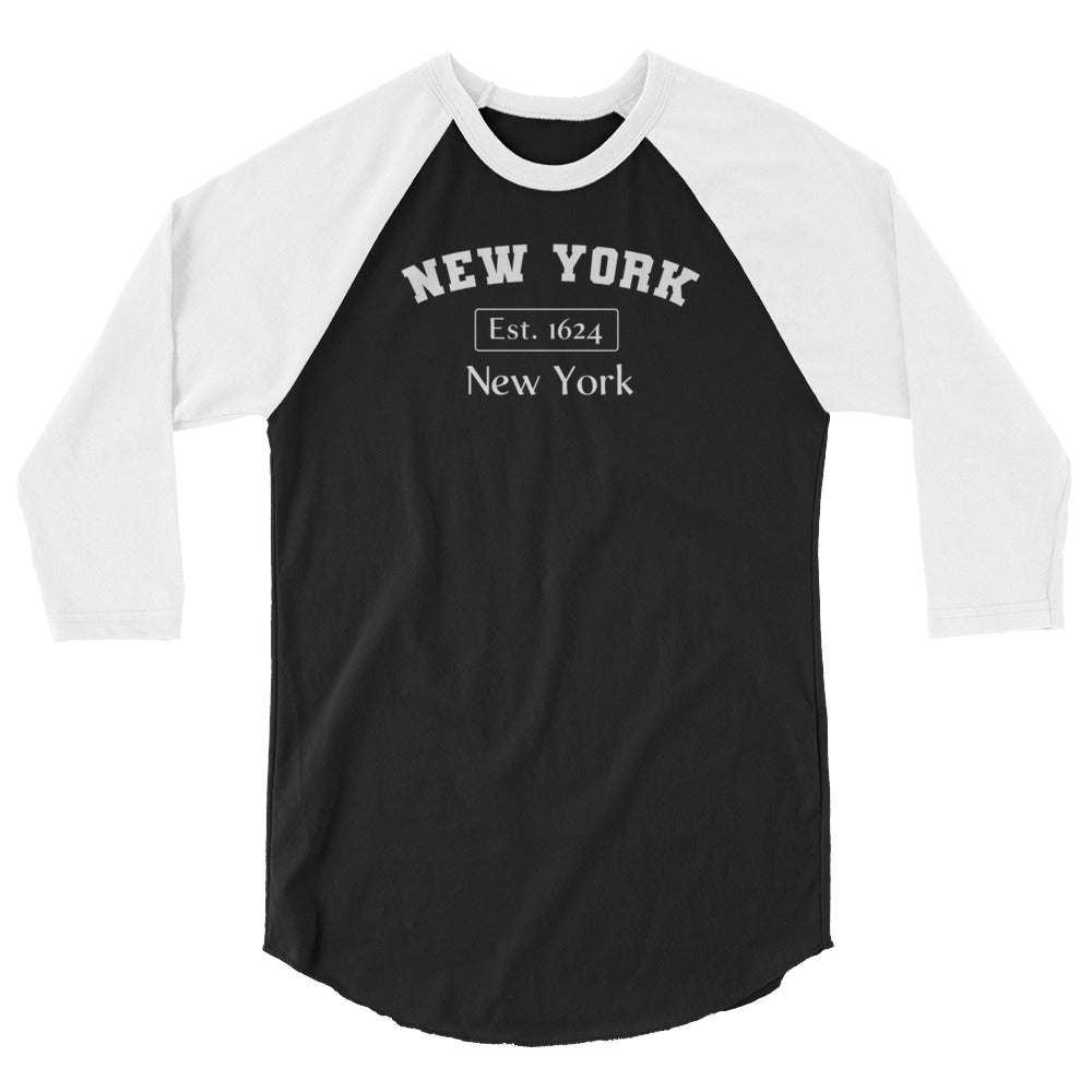 New York, New York 3/4 Sleeve Women's Raglan Shirt Black/White