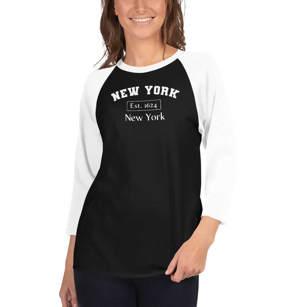 New York, New York 3/4 Sleeve Women's Raglan Shirt