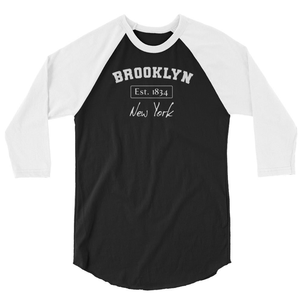 Brooklyn, New York 3/4 Sleeve Women's Raglan Shirt Black/White