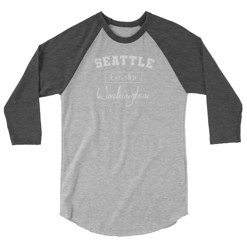 Seattle, Washington 3/4 Sleeve Women's Raglan Shirt Heather Grey/Heather Charcoal