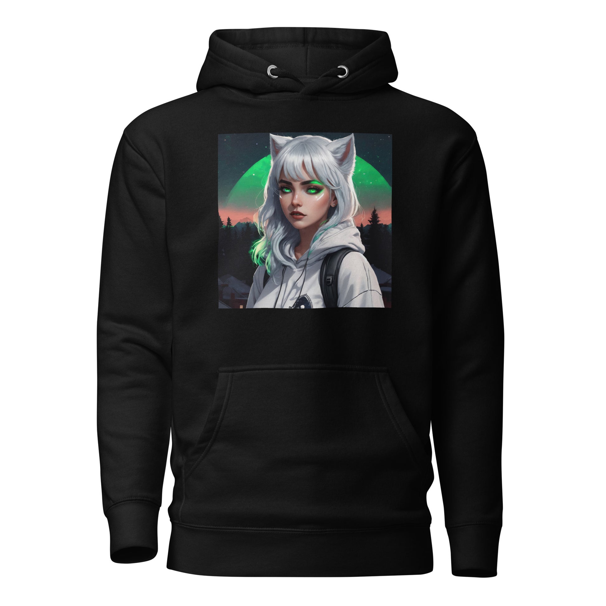 Cute Fox Girl Women's Graphic Hoodie Black