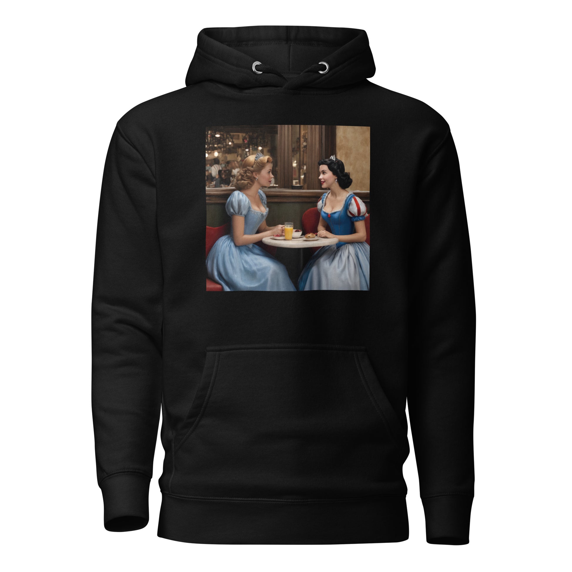 Cinderella and Snow White at a Cafe Hoodie Black