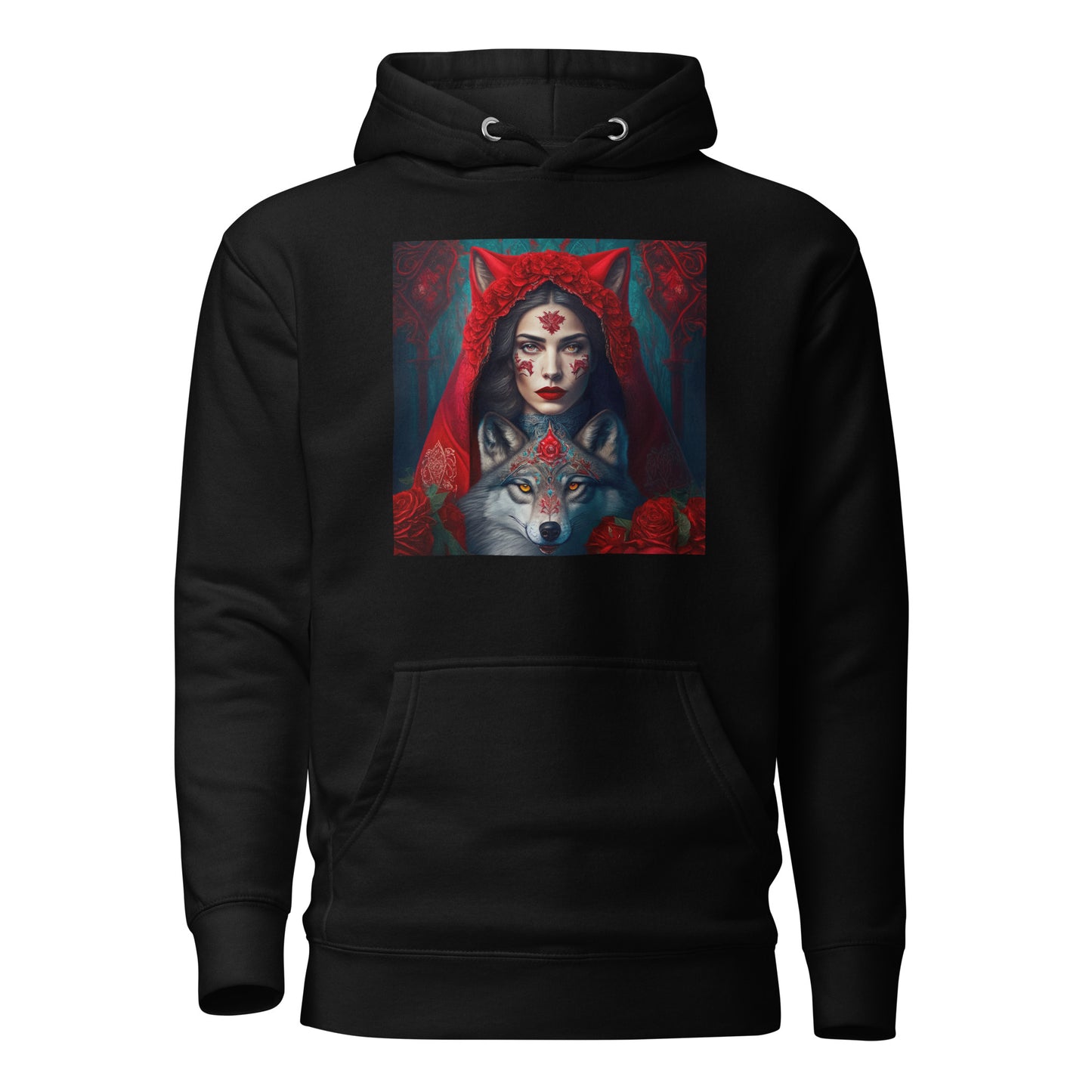 Red Riding Hood Unites with the Wolf Women's Hoodie Black