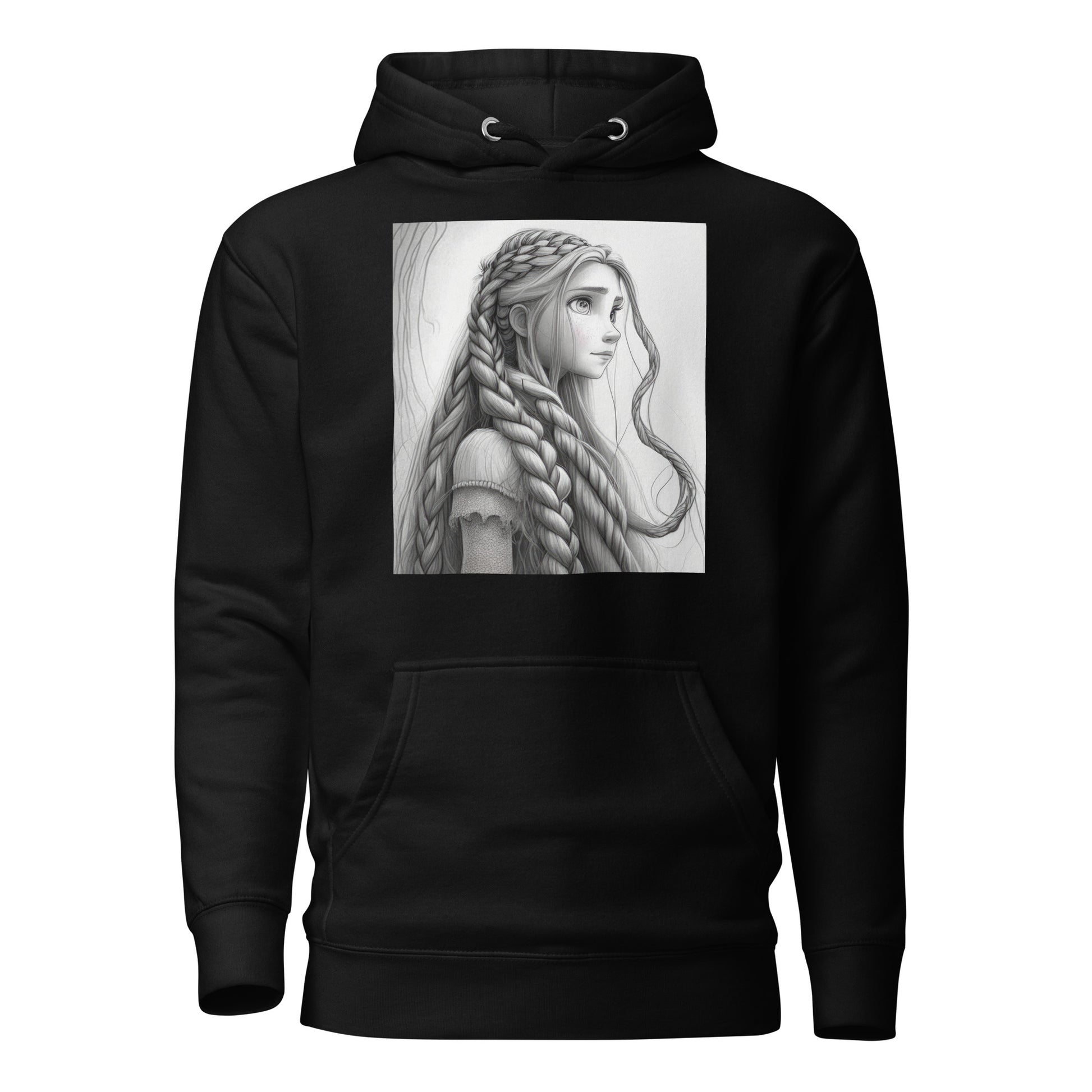 Rapunzel Sketch Women's Fairy Tale Hoodie Black