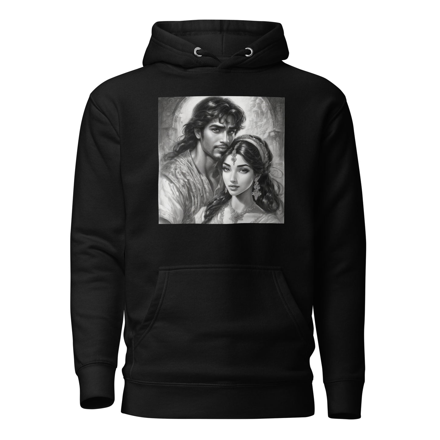 Jasmine & Aladdin Portrait Women's Fairy Tale Hoodie Black