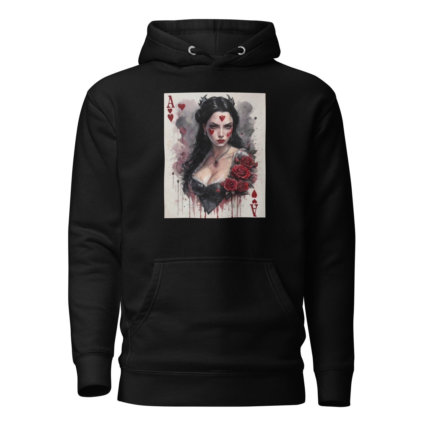 Queen of Hearts Playing Card Women's Hoodie Black