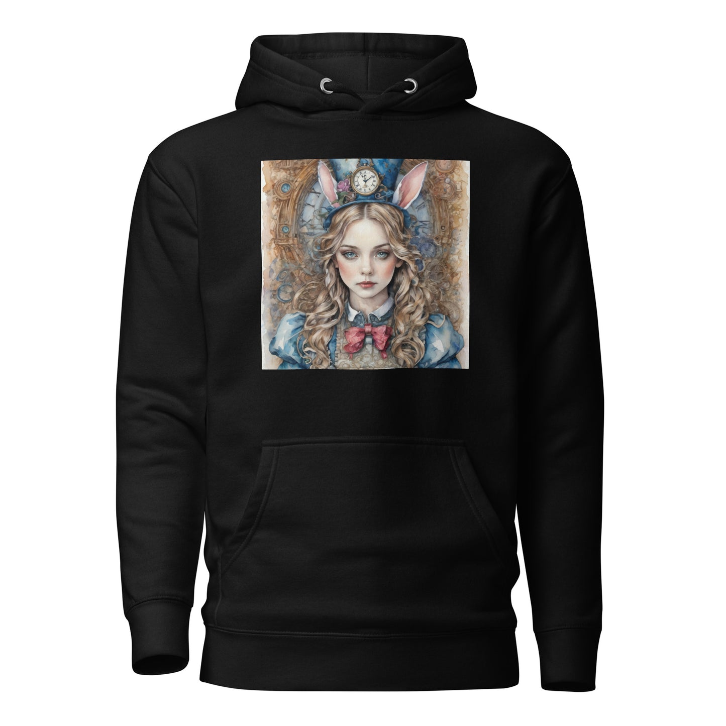 Alice in Wonderland with Bunny Ears Women's Hoodie Black