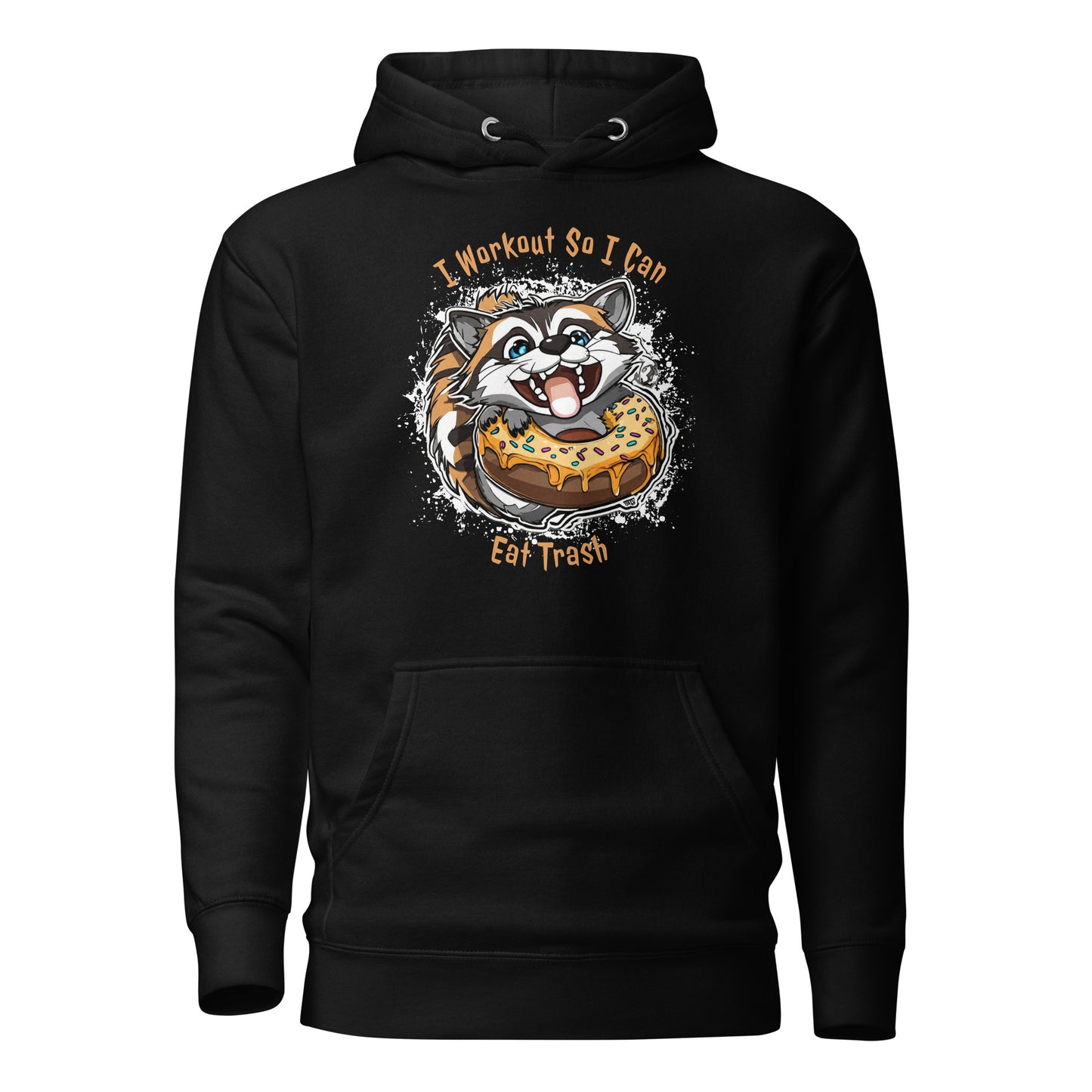 Raccoon Workout Women's Funny Hoodie Black