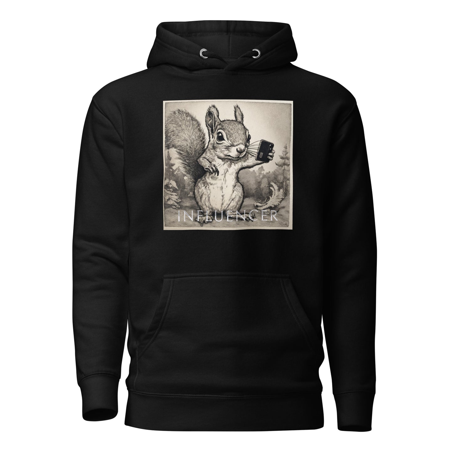 Squirrel Influencer Women's Funny Hoodie Black