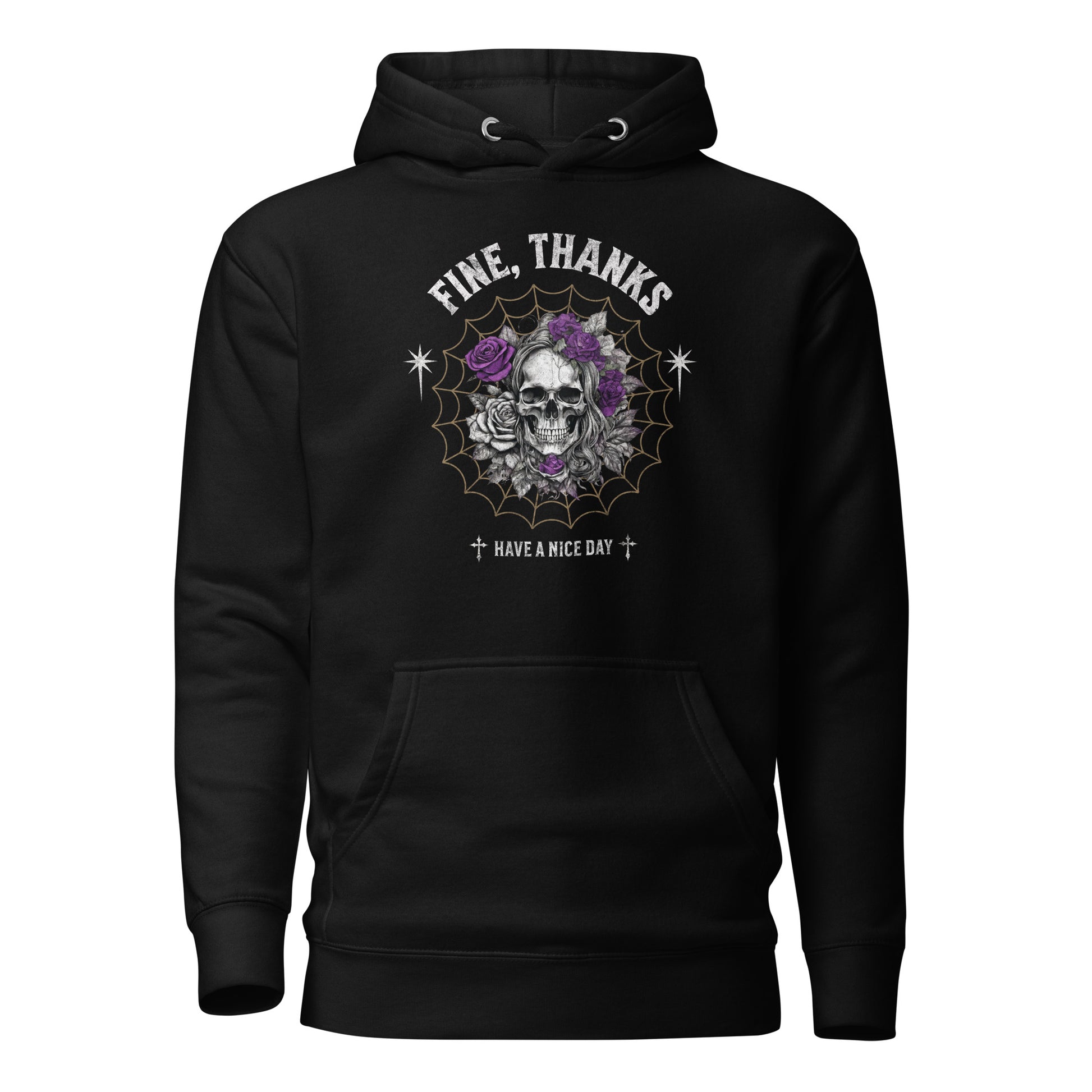 Fine Thanks Skull Women's Funny Hoodie Black