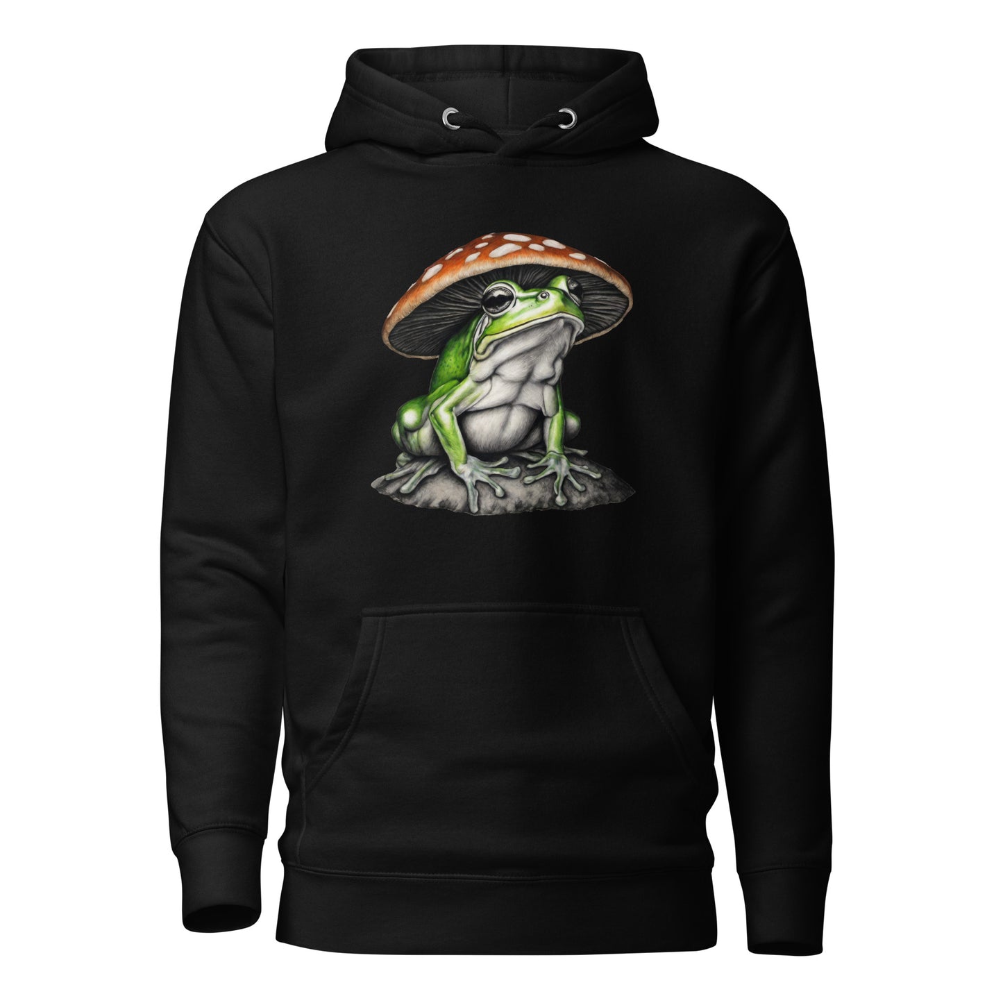 Frog in Shroom Cap Women's Graphic Hoodie Black