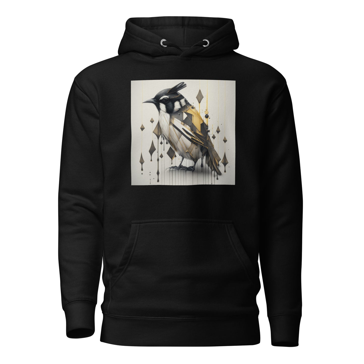 Geometric Chickadee Bird Women's Graphic Hoodie Black