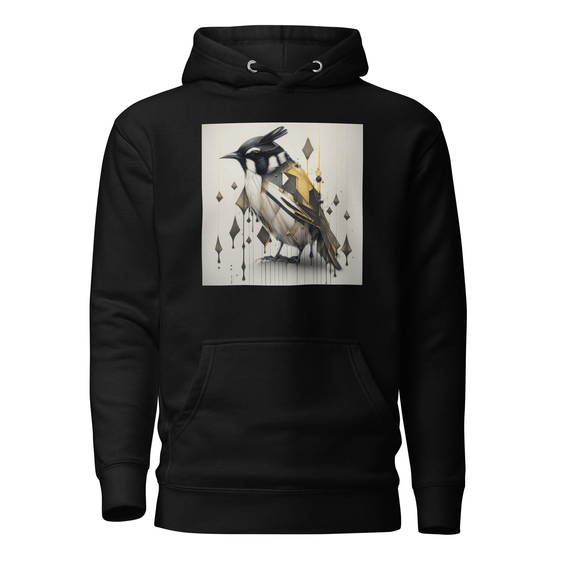 Geometric Chickadee Bird Women's Graphic Hoodie Black