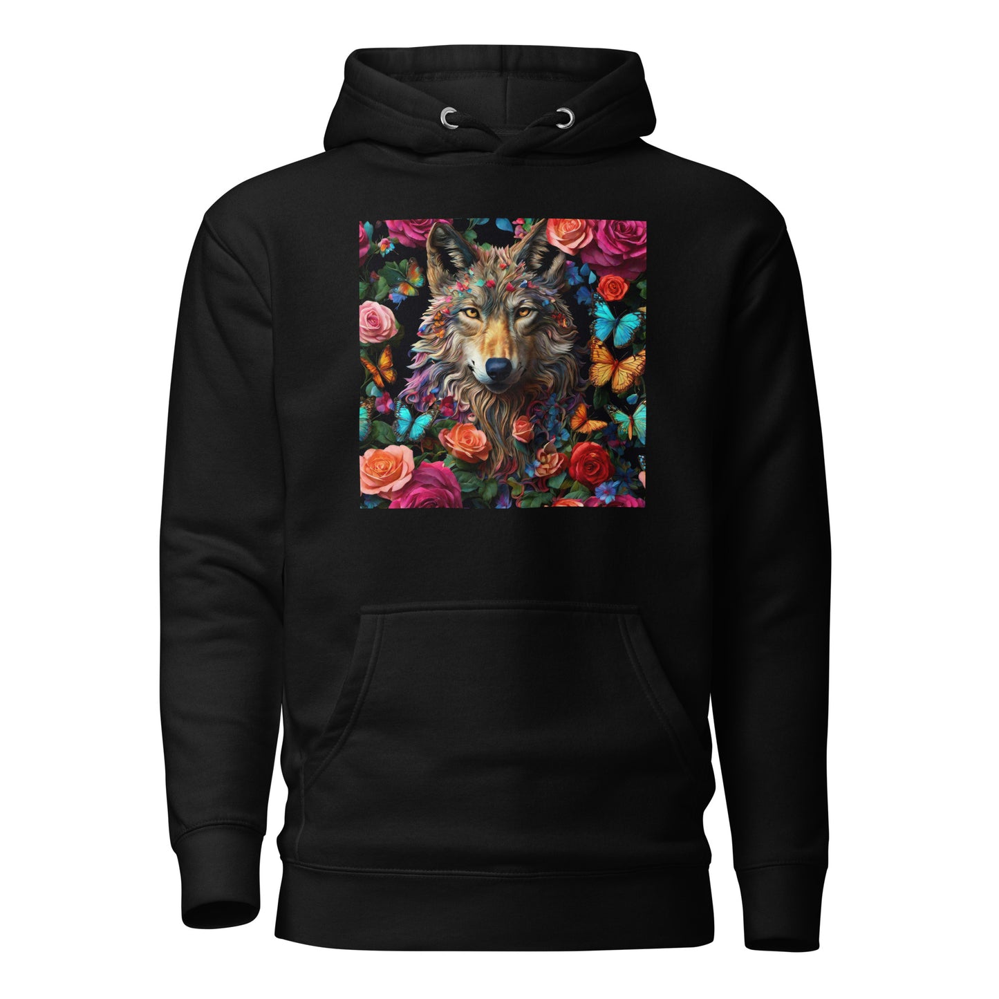 Wolf and Roses Women's Animal Lover Hoodie Black