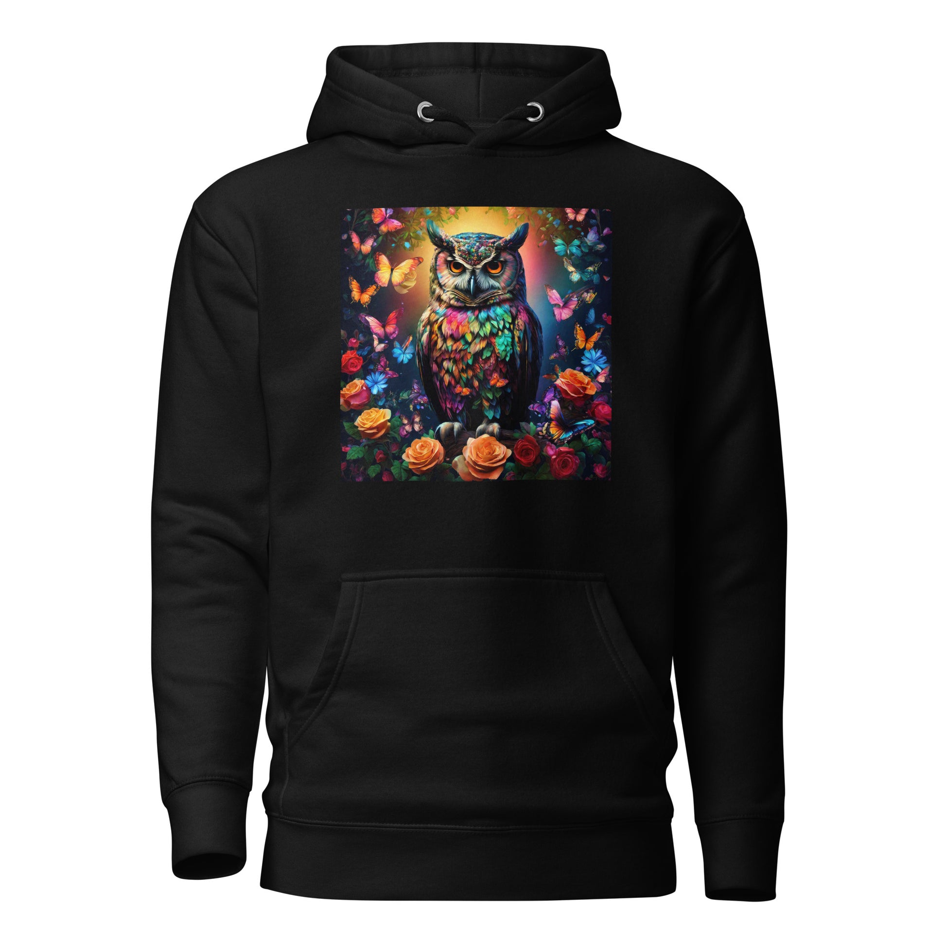 Owl and Roses Women's Animal Lover Hoodie Black