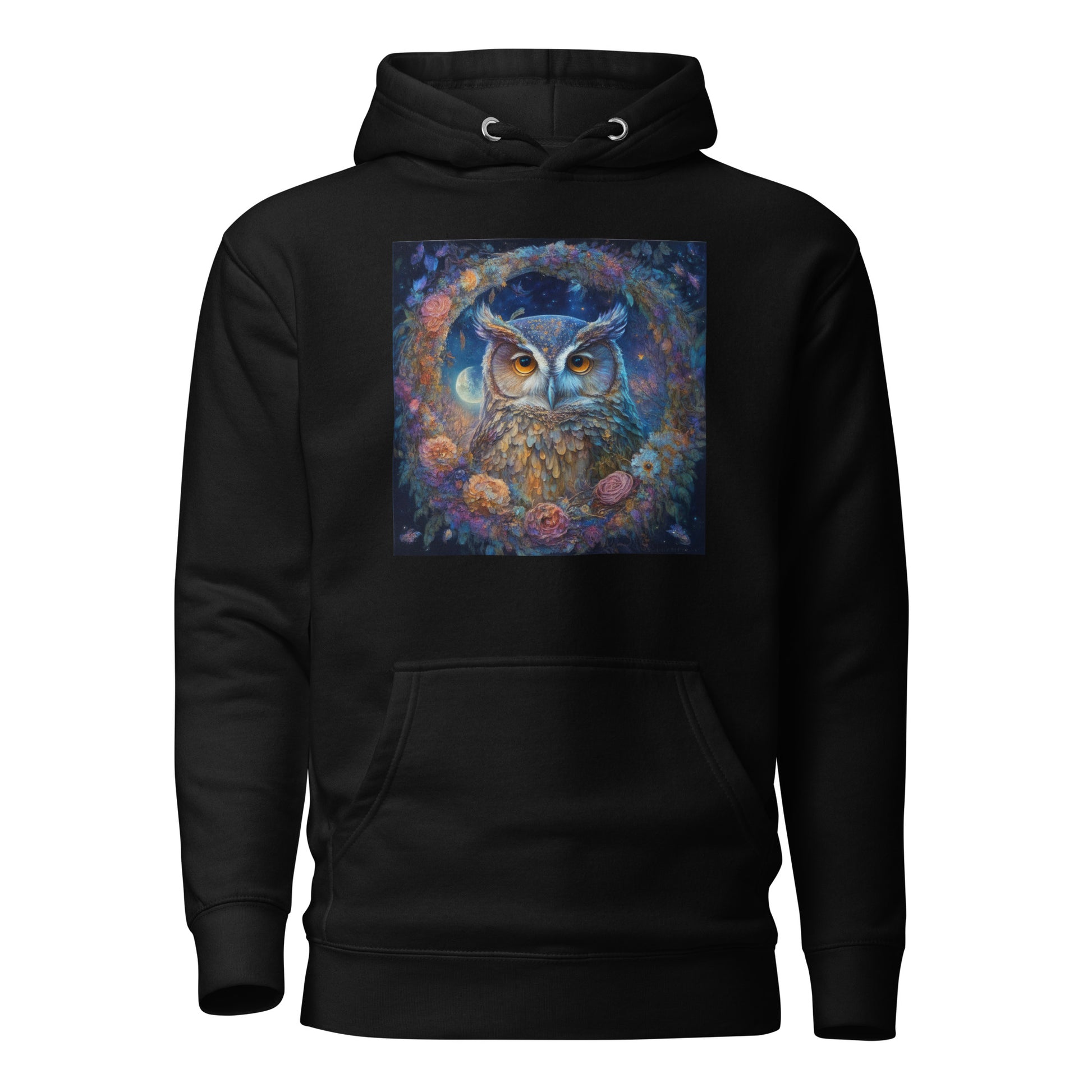 Owl Wreath Women's Animal Lover Hoodie Black