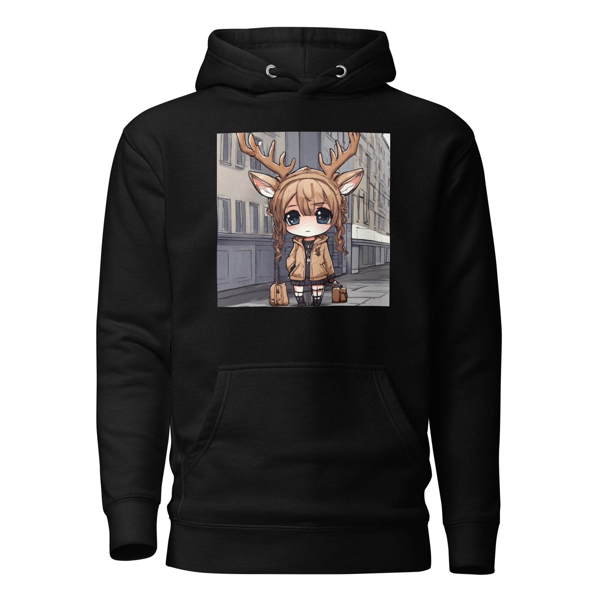 Spirit of the Deer Women's Anime Hoodie Black