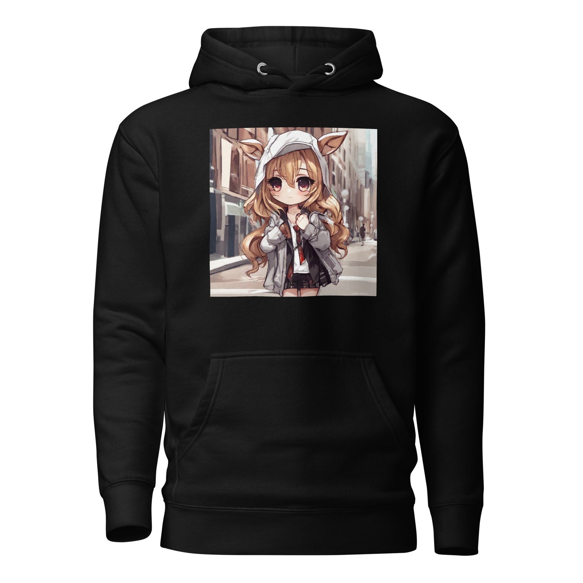 Deer Girl Women's Anime Hoodie Black