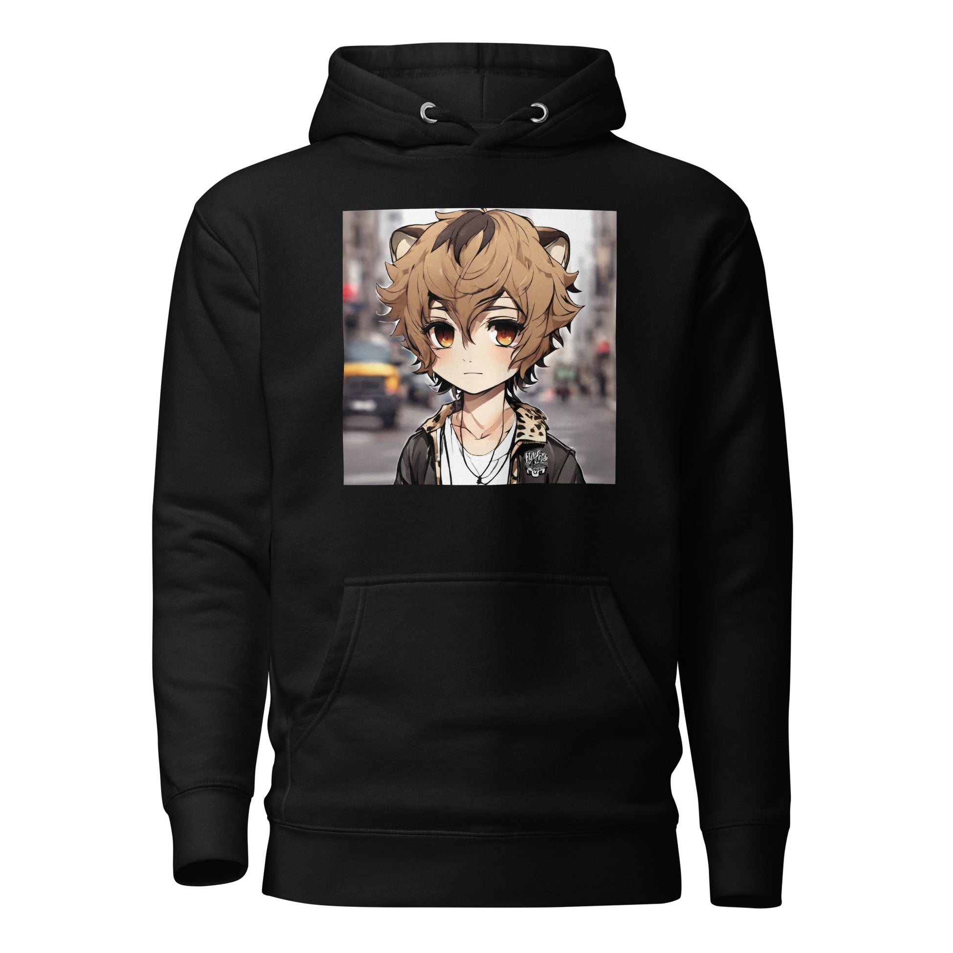 Leopard Boy Women's Anime Hoodie Black