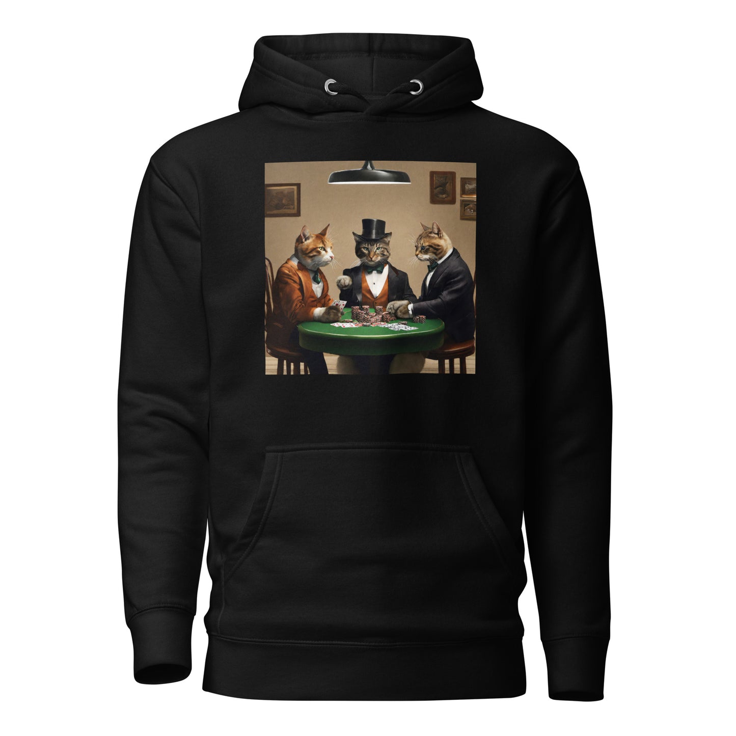 Cats Playing Poker Women's Funny Hoodie Black