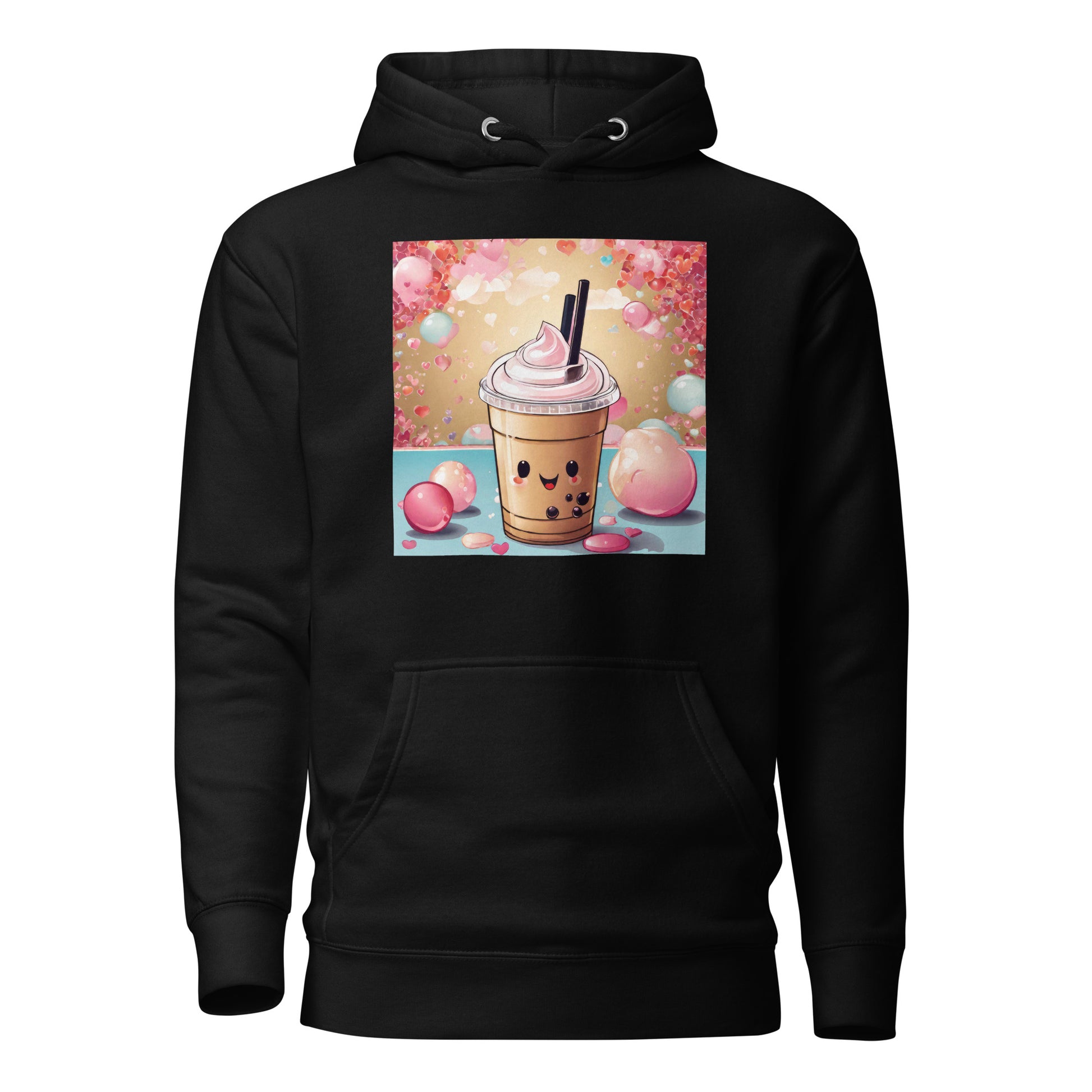 Cute Bubble Milk Tea Women's Boba Hoodie Black