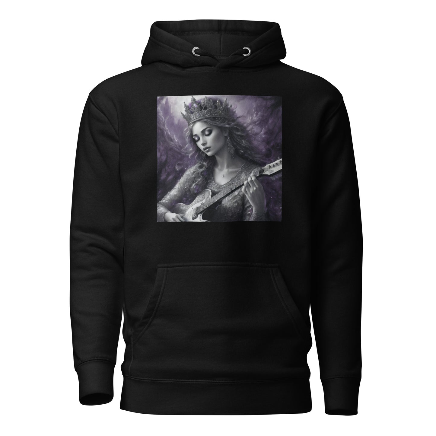 Princess Woman Playing the Guitar Hoodie Black