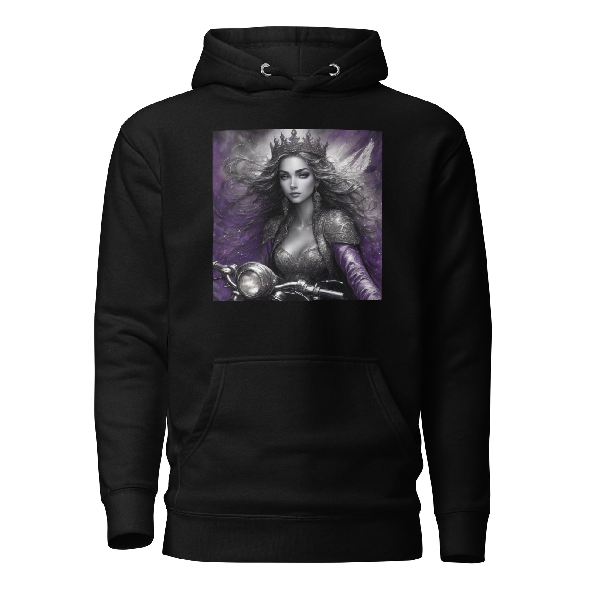 Princess Woman Riding a Motorcycle Hoodie Black