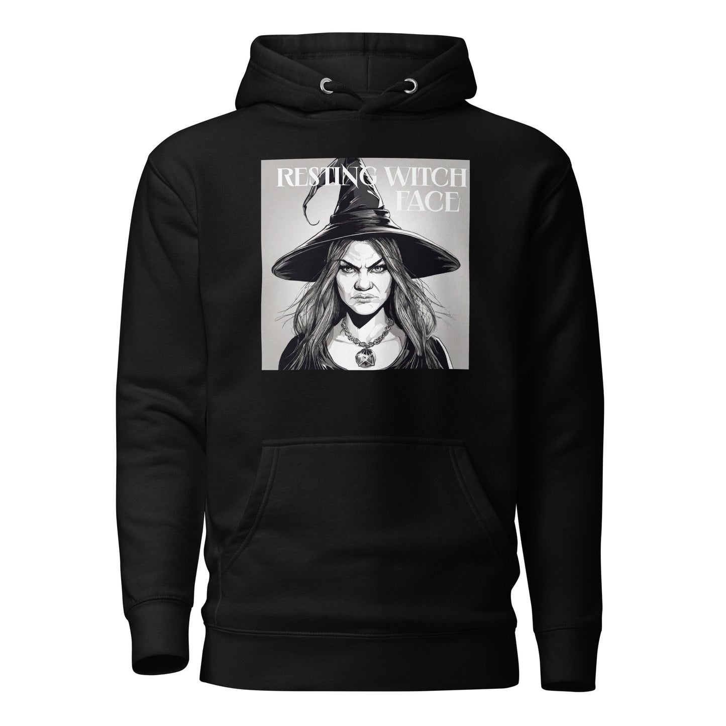 Resting Witch Face Women's Halloween Hoodie Black