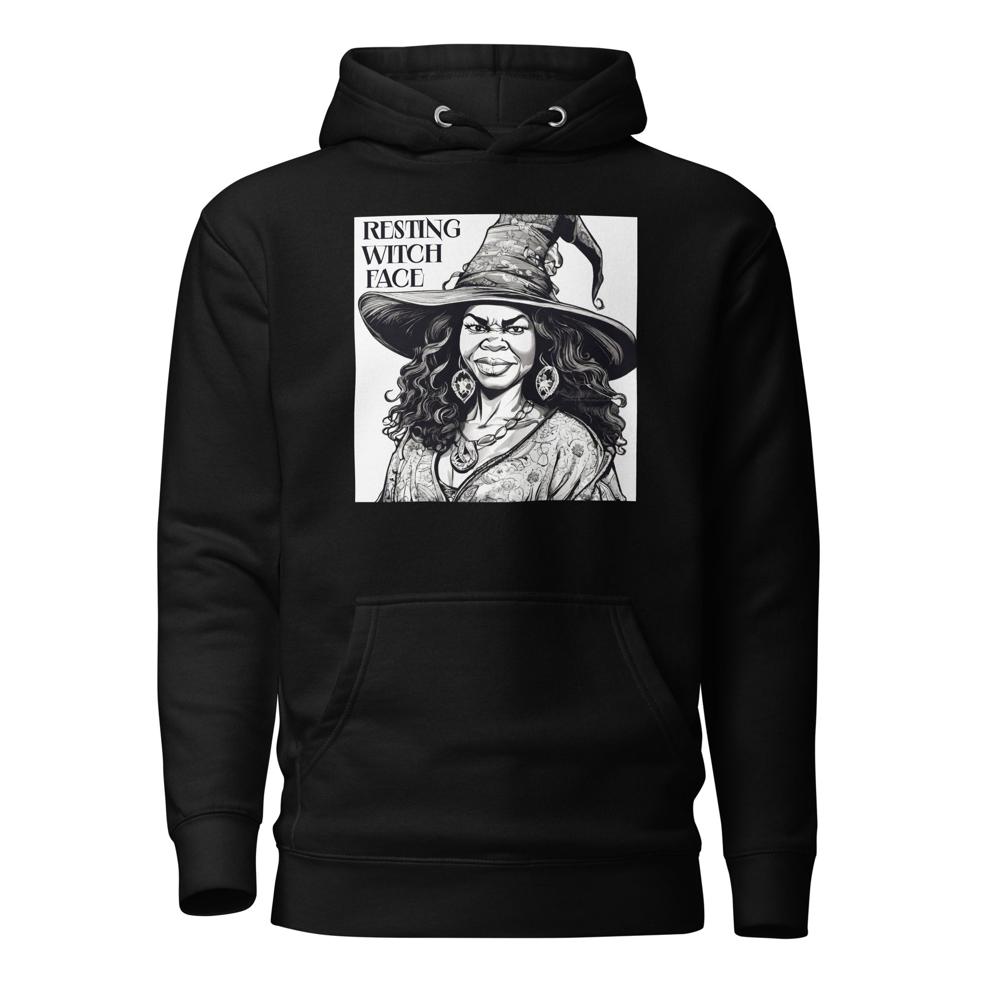 Resting Witch Face Women's Halloween Hoodie Black