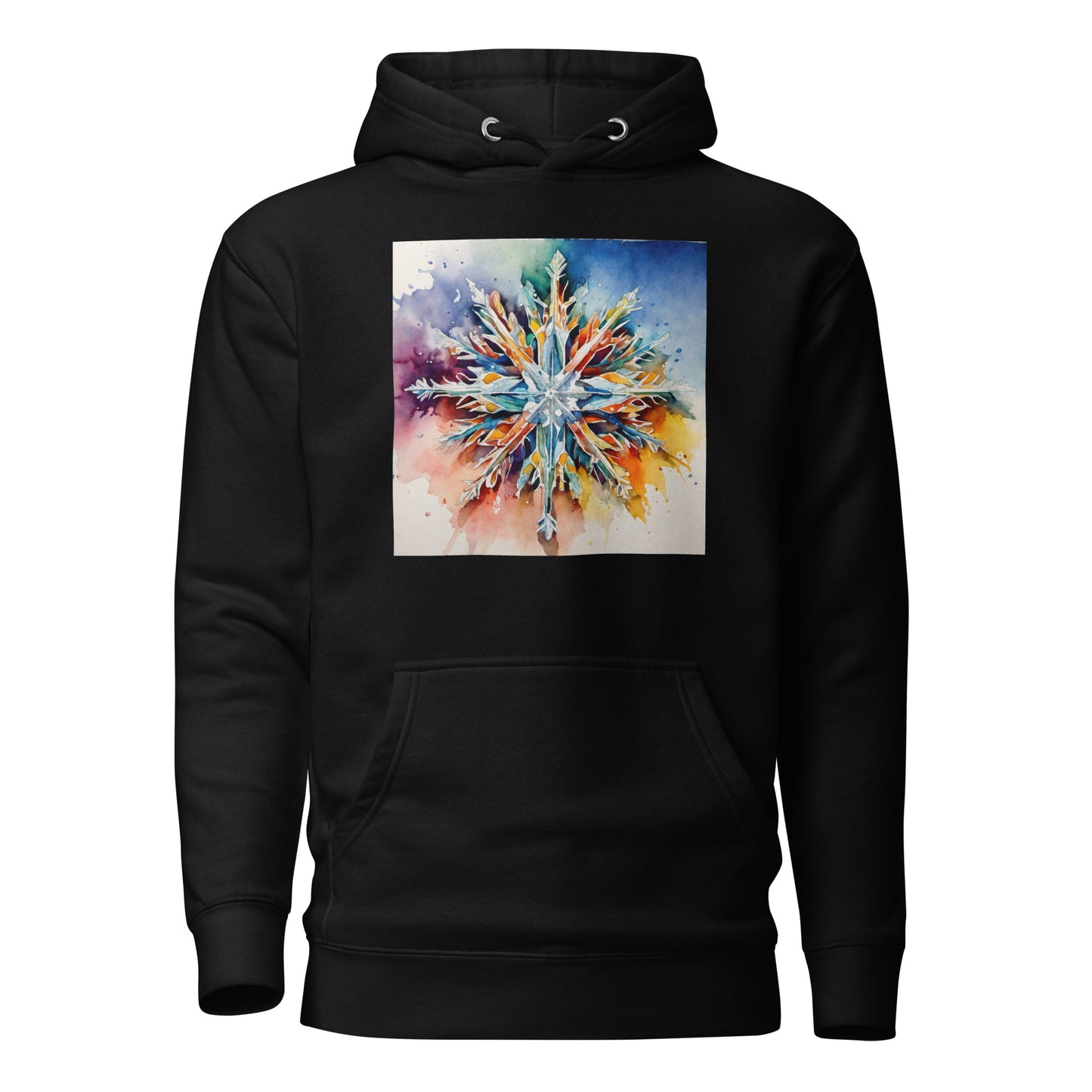 Colorful Snowflake Women's Christmas Hoodie Black