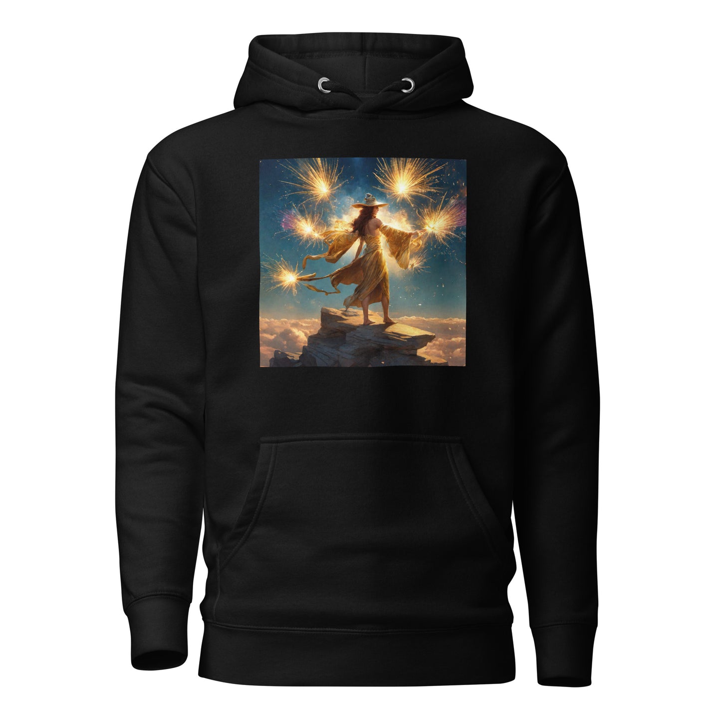 Sorceress Making Fireworks Women's 4th of July Hoodie Black