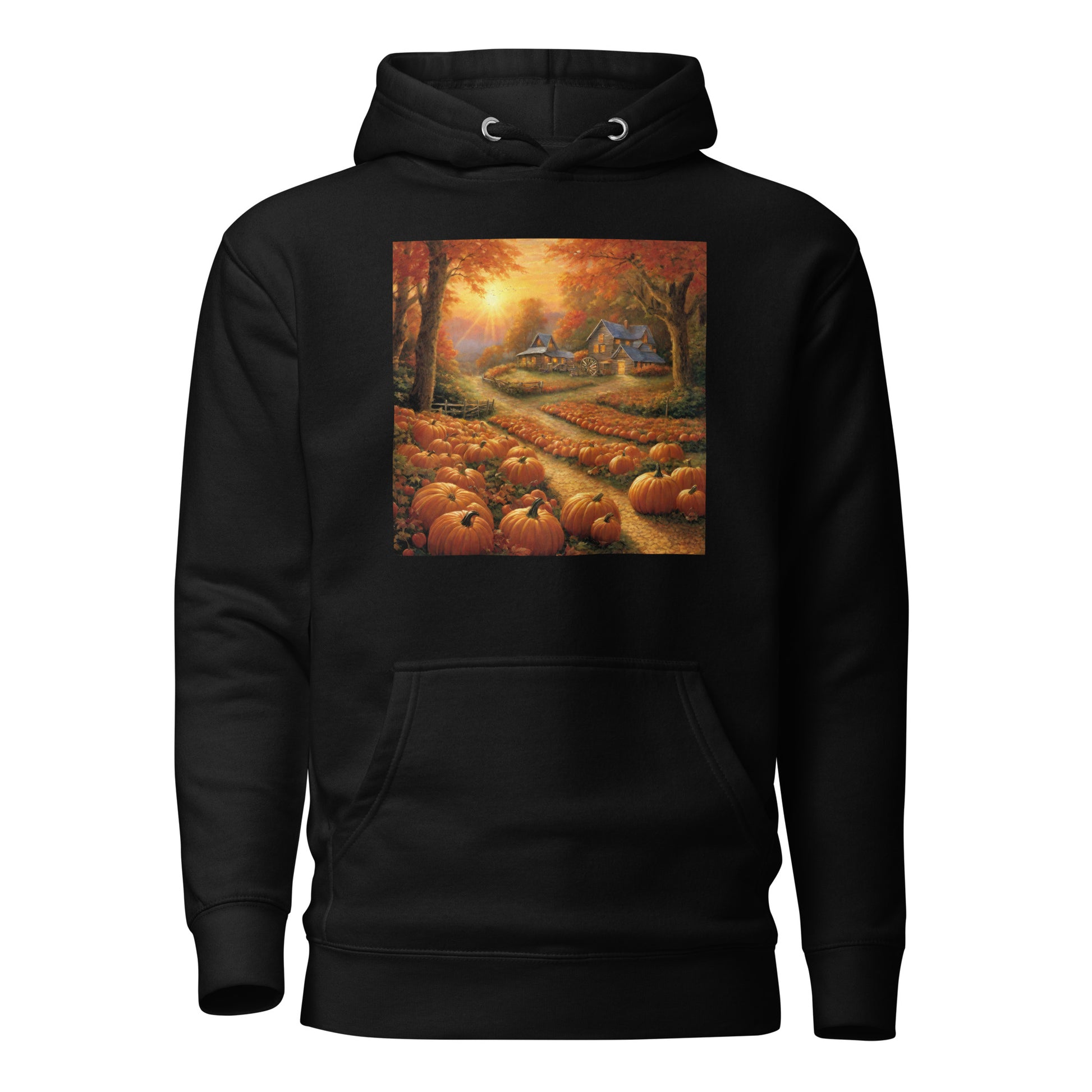 Fall Pumpkin Scene Women's Autumn Hoodie Black