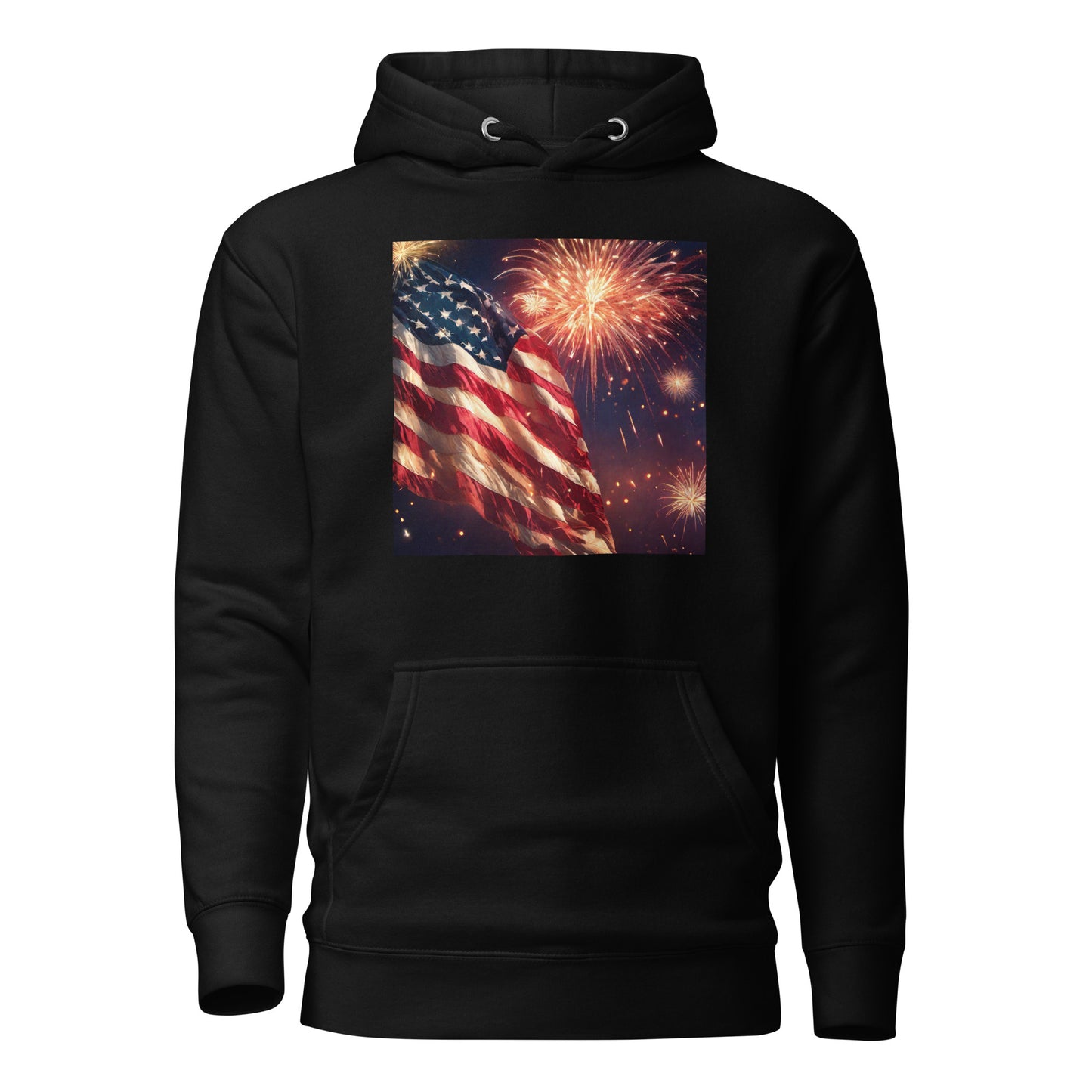 American Flag Women's 4th of July Hoodie Black