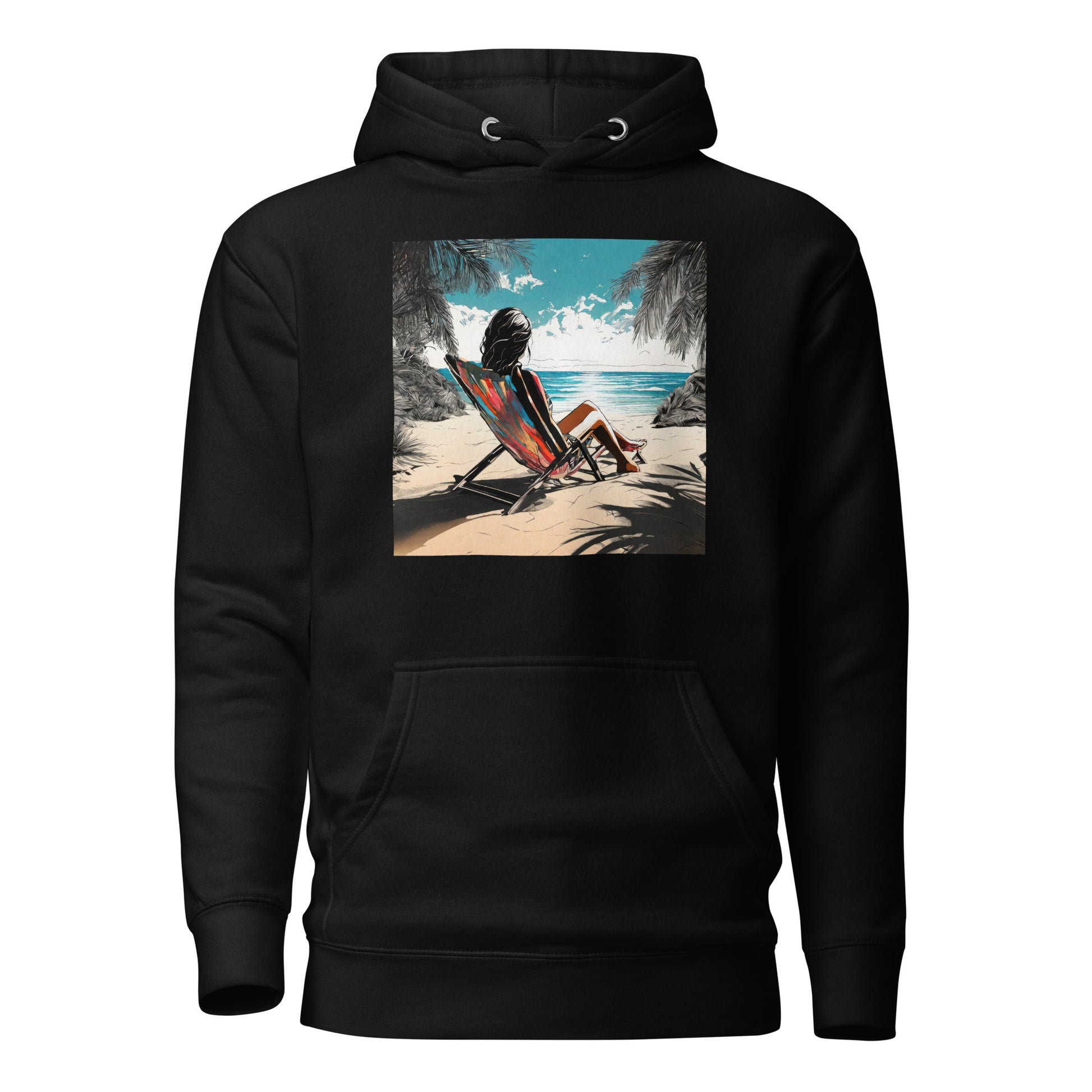 Relaxing on the Beach Women's Summer Hoodie Black