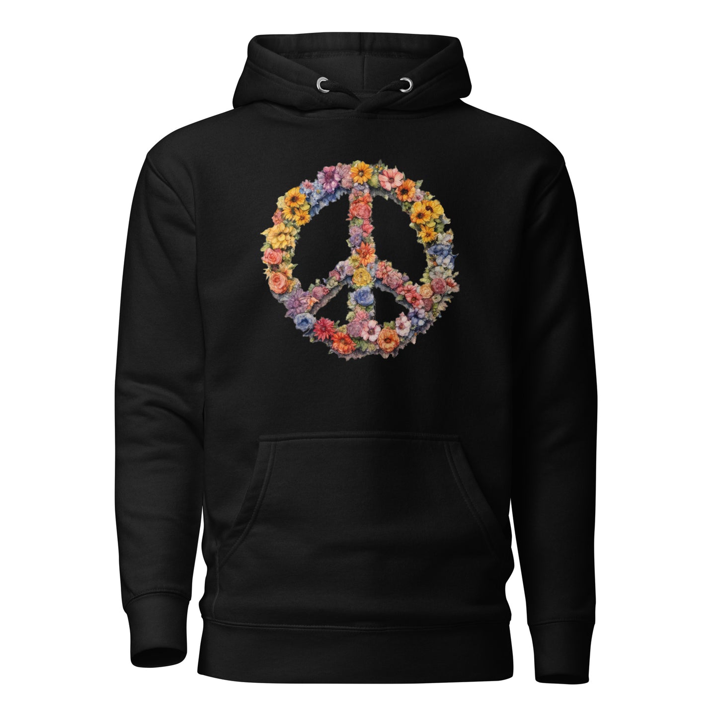 Flower Peace Sign Women's Hoodie Black