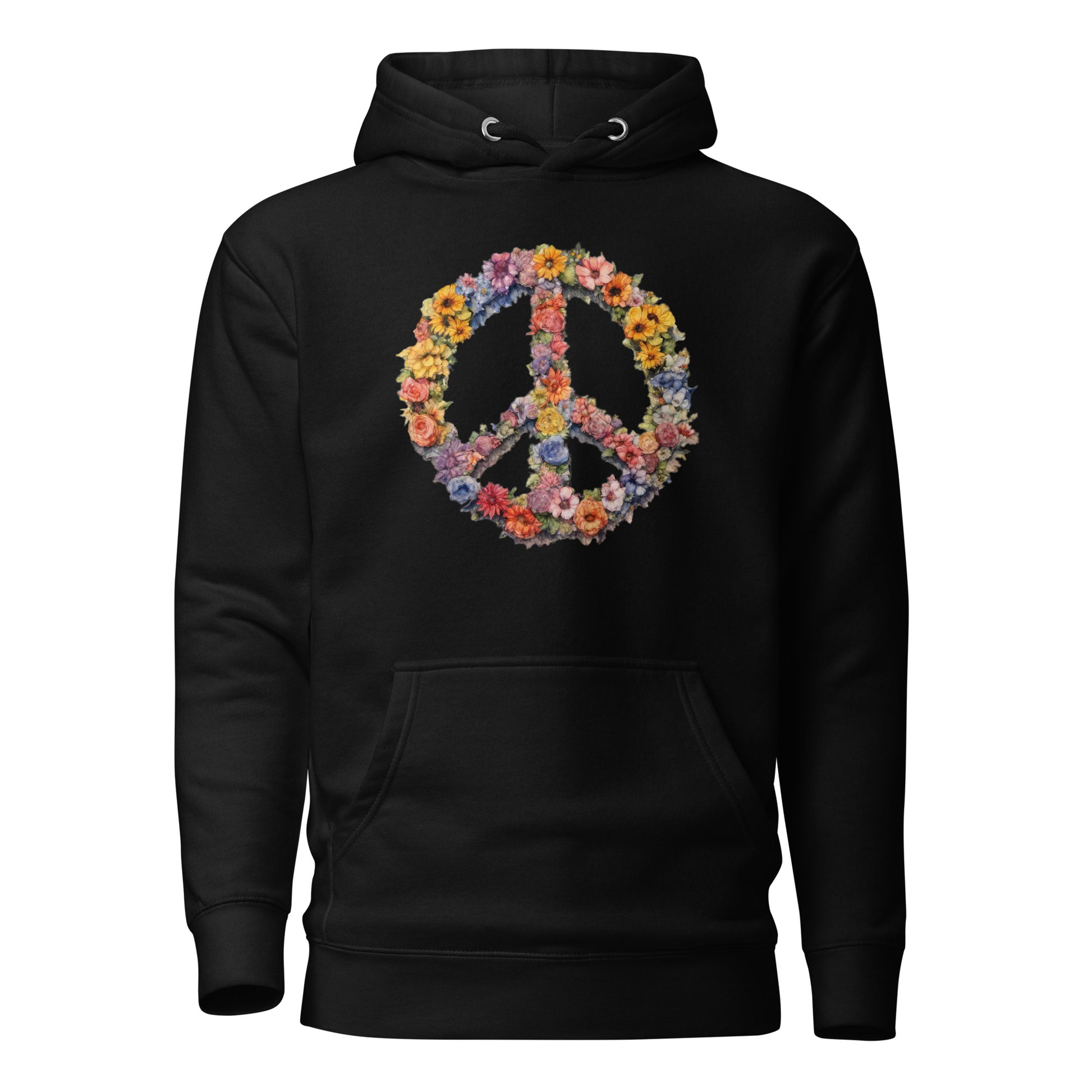 Flower Peace Sign Women's Hoodie Black