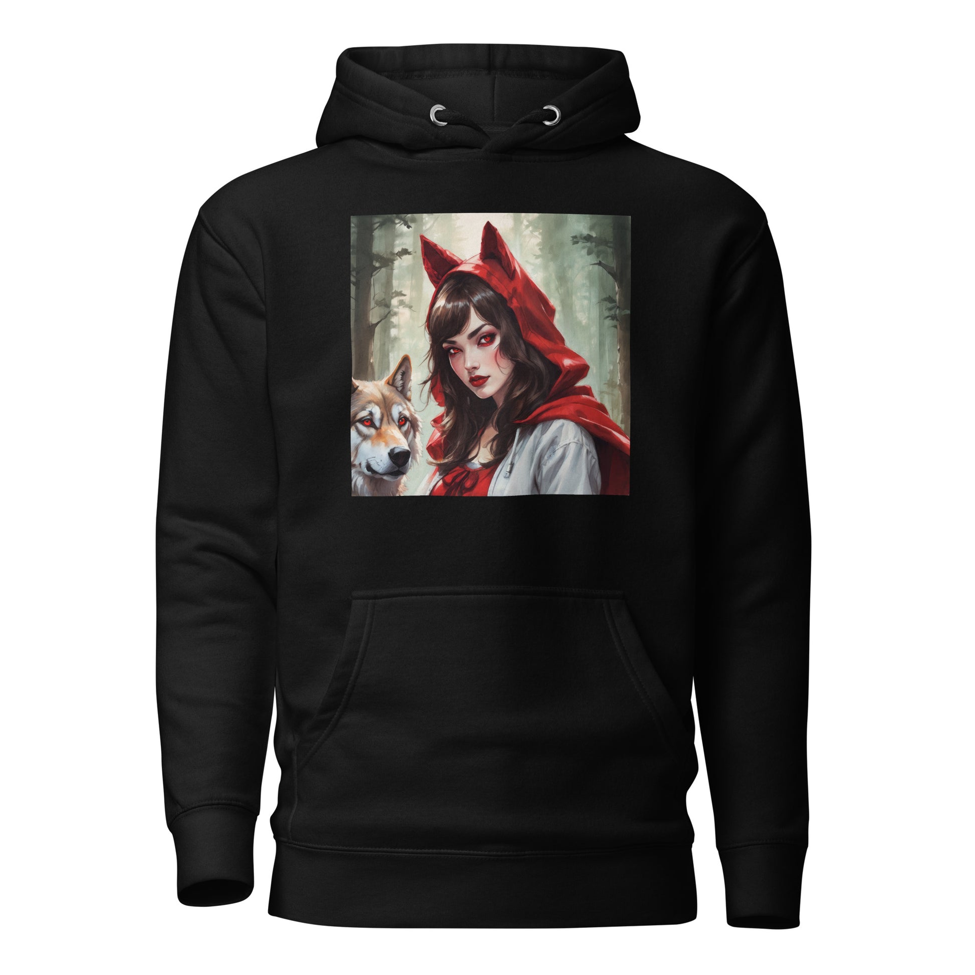 Red Riding Hood Colluding with the Wolf Women's Fairy Tale Hoodie Black