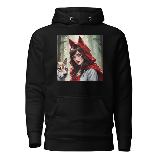 Red Riding Hood Colluding with the Wolf Women's Fairy Tale Hoodie Black