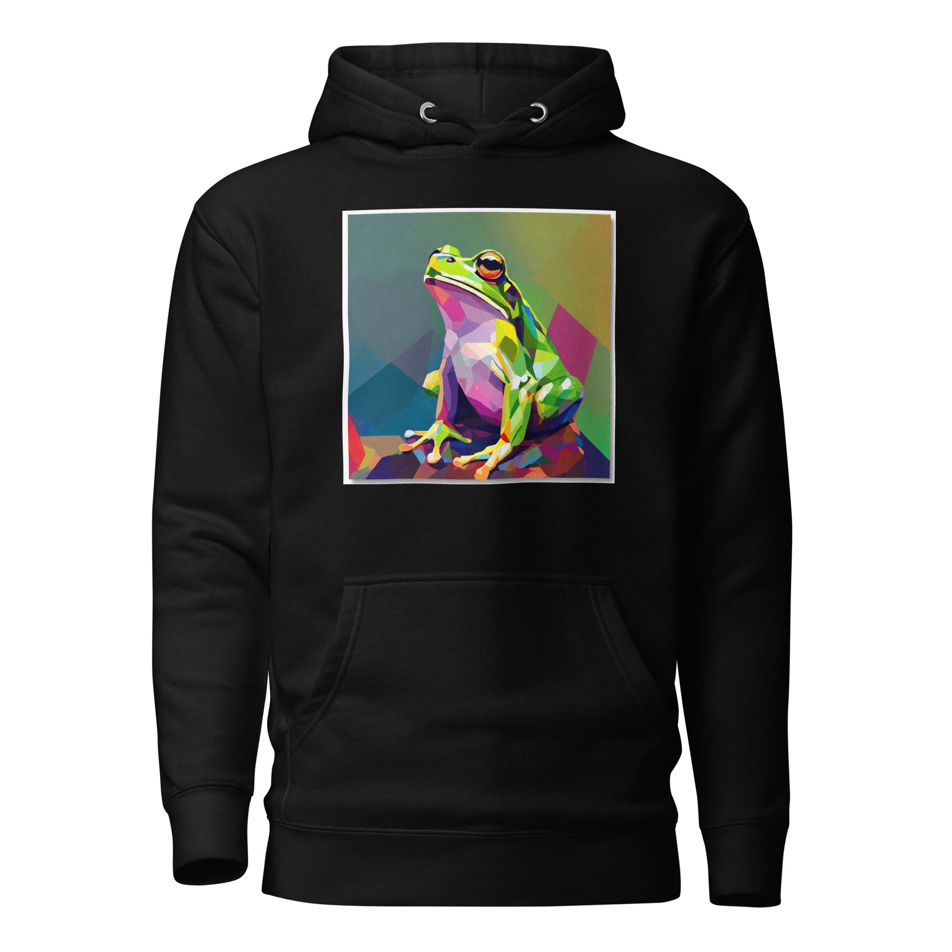 Geometric Frog Women's Animal Lover Hoodie Black