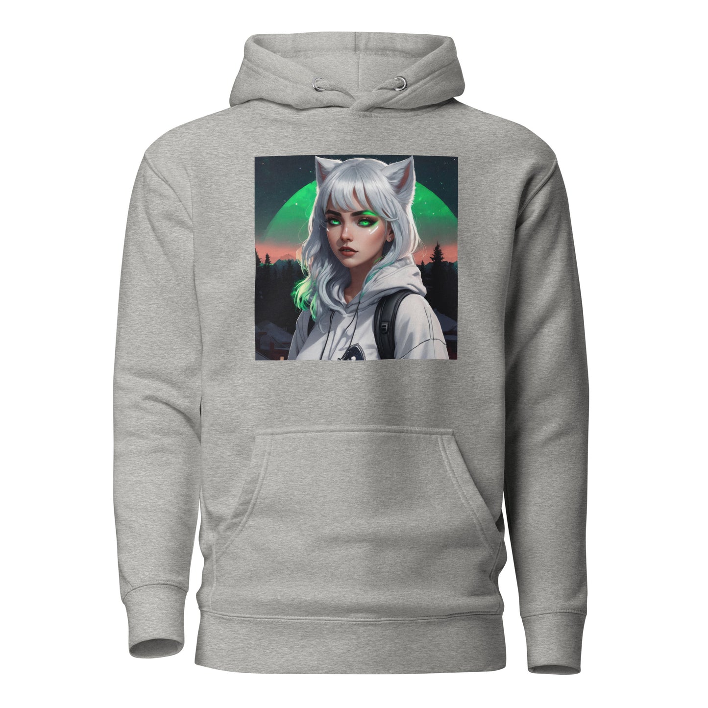 Cute Fox Girl Women's Graphic Hoodie Carbon Grey