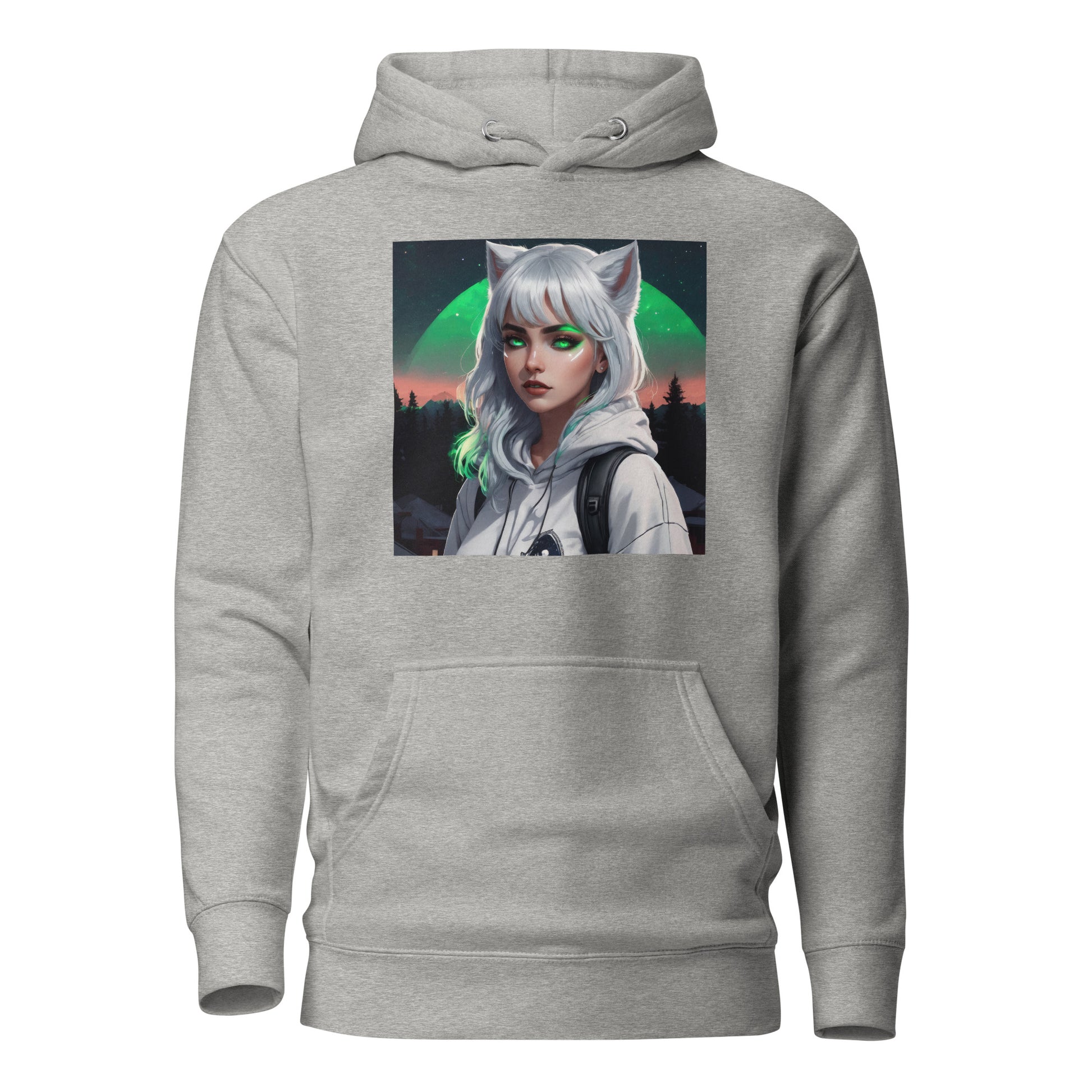 Cute Fox Girl Women's Graphic Hoodie Carbon Grey