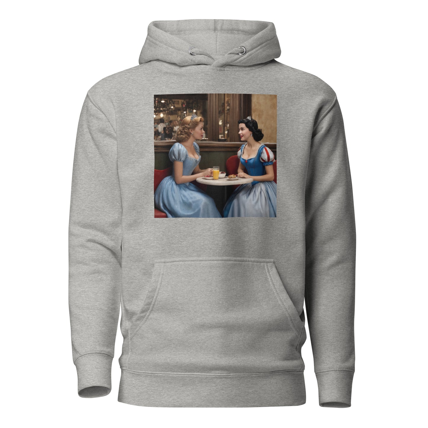 Cinderella and Snow White at a Cafe Hoodie Carbon Grey