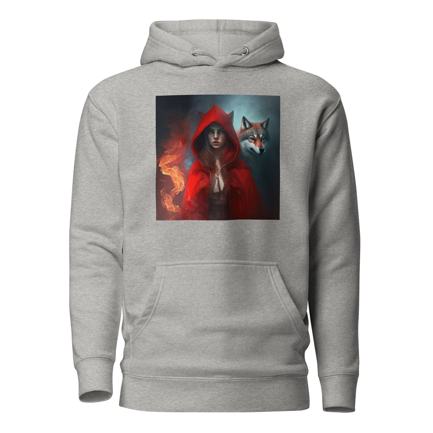 Fiery Red Riding Hood & Wolf Hoodie Carbon Grey