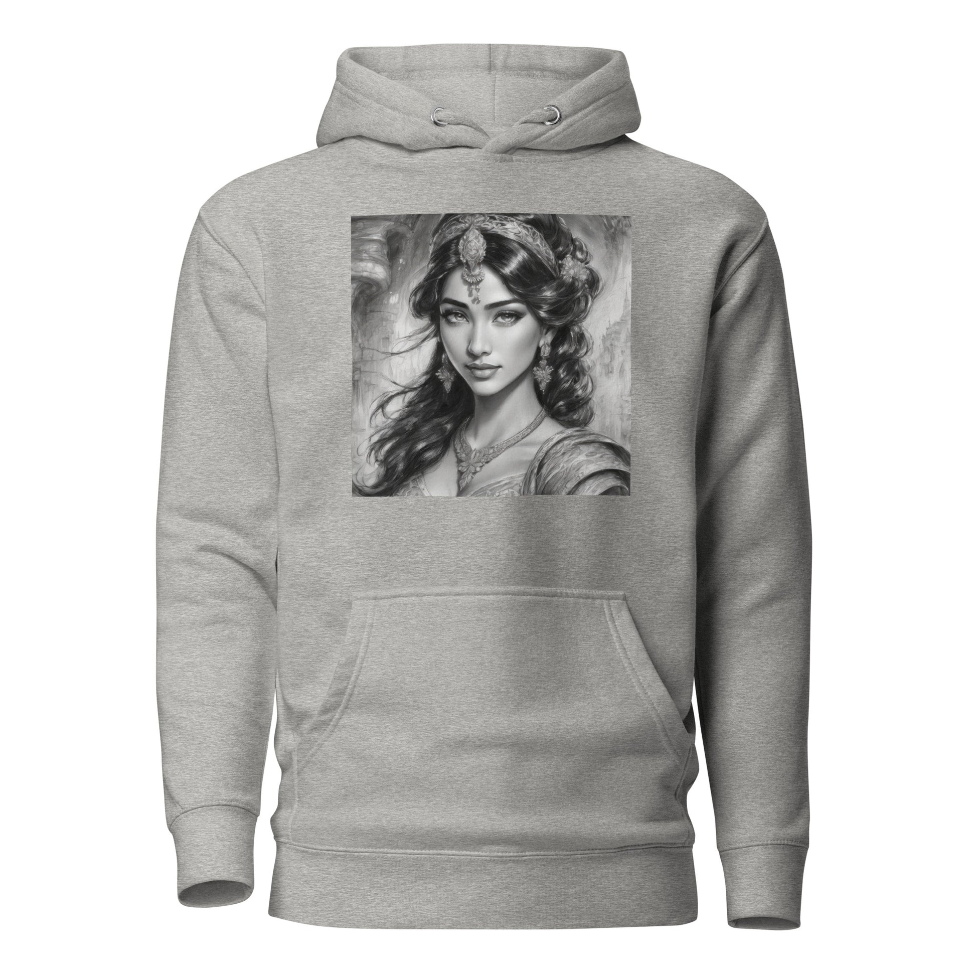 Princess Jasmine Pencil Sketch Women's Hoodie Carbon Grey