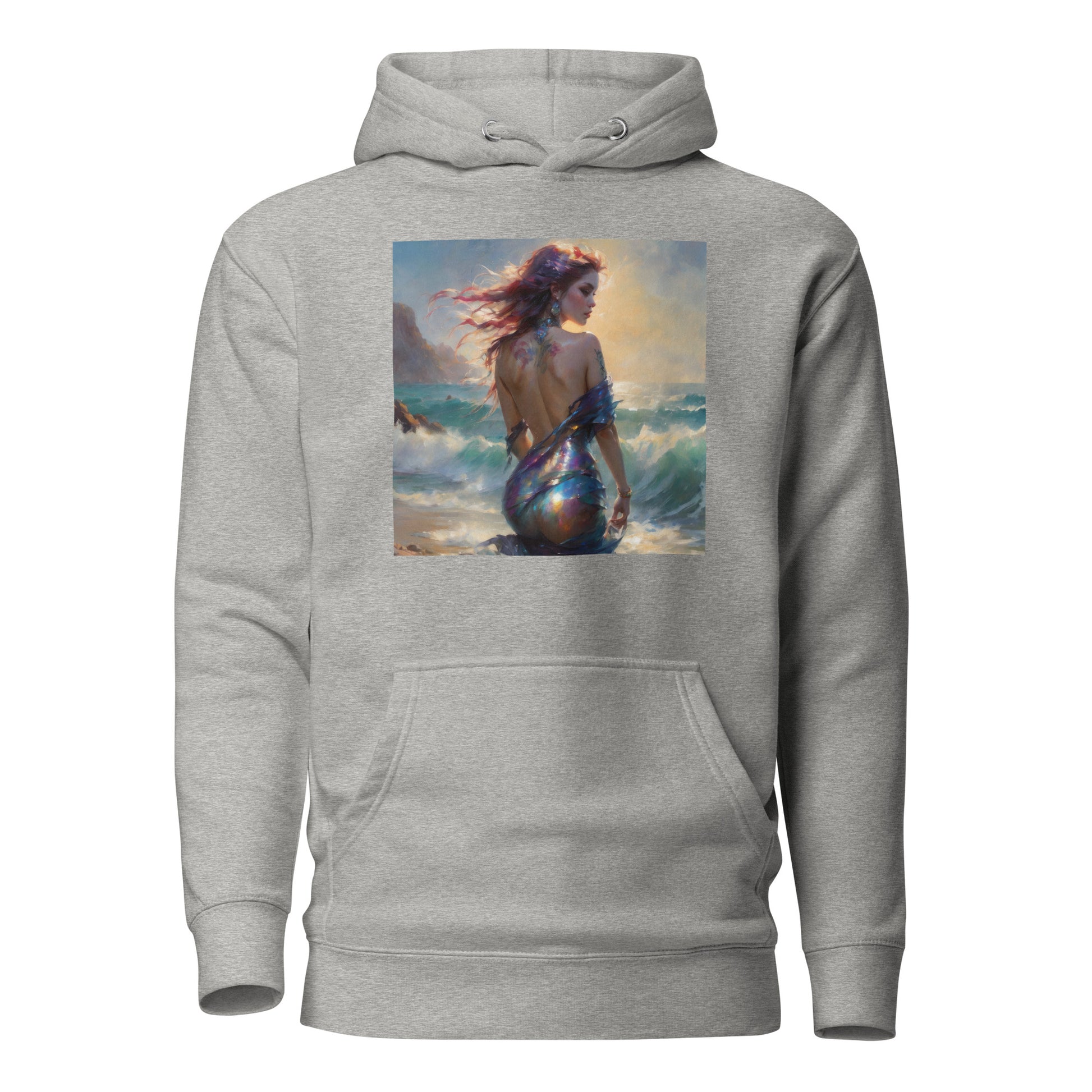 Enchanting Mermaid on Beach Women's Fantasy Hoodie Carbon Grey